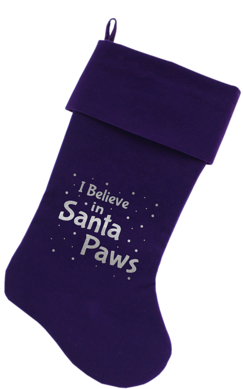 Santa Paws Screen Print 18 Inch Velvet Christmas Stocking Purple Default Title
