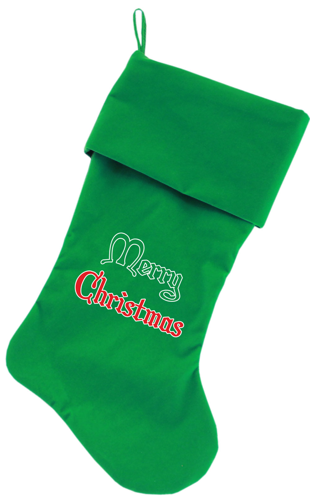 Merry Christmas Screen Print 18 Inch Velvet Christmas Stocking Green Default Title