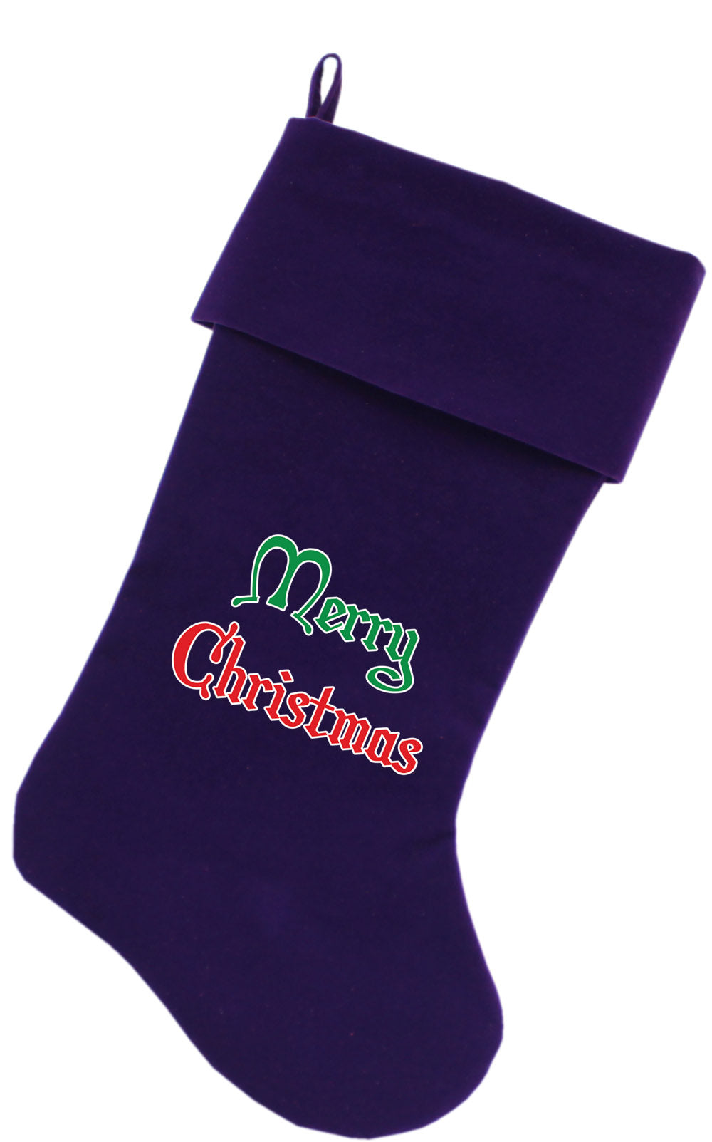 Merry Christmas Screen Print 18 Inch Velvet Christmas Stocking Purple Default Title