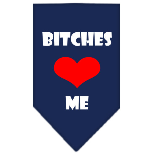 Bitches Love Me Screen Print Bandana Navy Blue Large GreatEagleInc