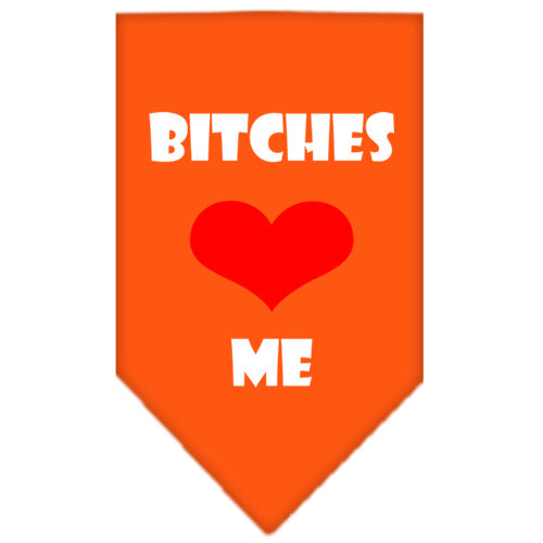 Bitches Love Me Screen Print Bandana Orange Large GreatEagleInc