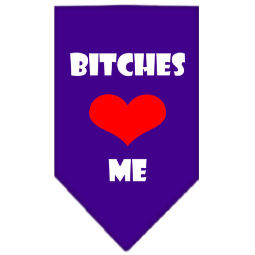 Bitches Love Me Screen Print Bandana Purple Large GreatEagleInc