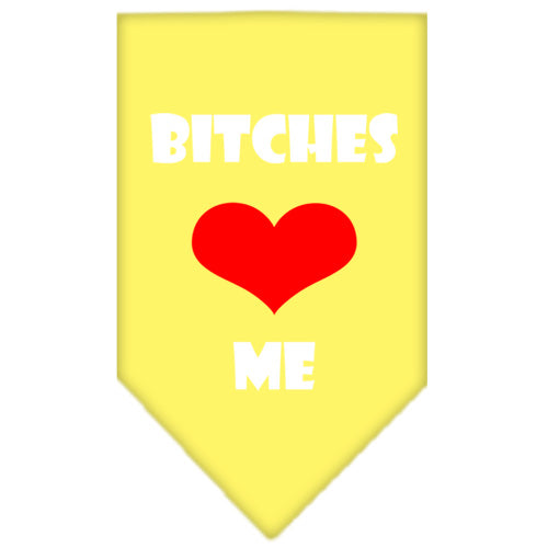 Bitches Love Me Screen Print Bandana Yellow Large GreatEagleInc