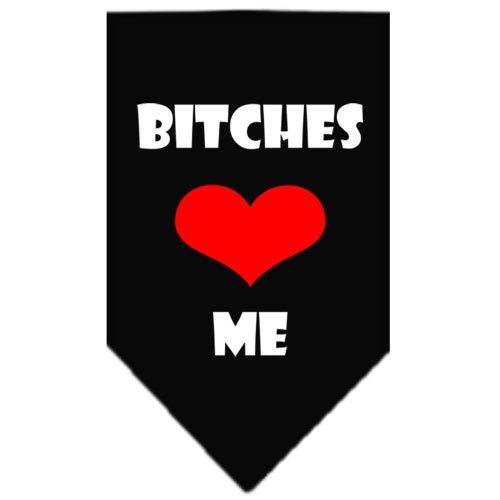 Bitches Love Me Screen Print Bandana Black Small GreatEagleInc