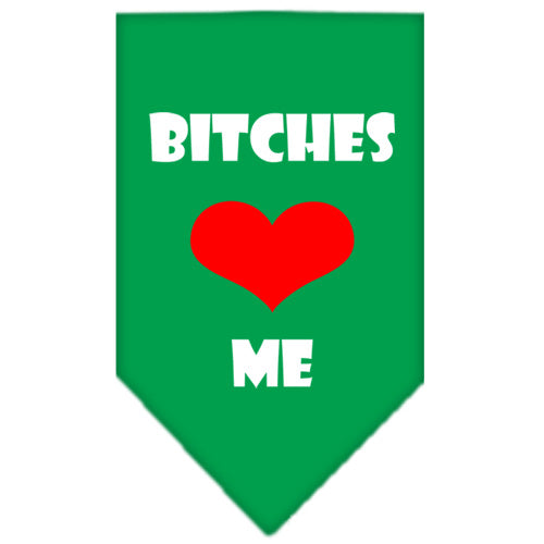 Bitches Love Me Screen Print Bandana Emerald Green Small GreatEagleInc