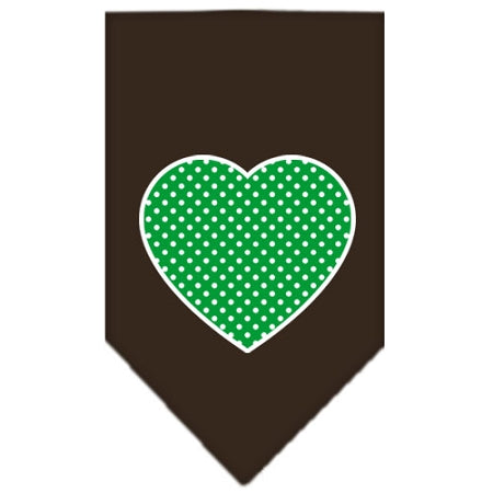 Green Swiss Dot Heart Screen Print Bandana Cocoa Small GreatEagleInc