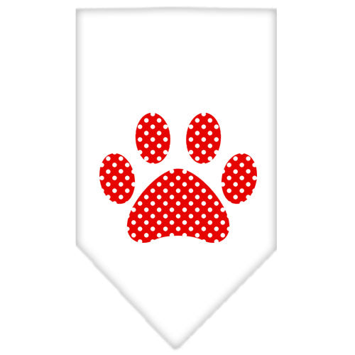 Red Swiss Dot Paw Screen Print Bandana White Large GreatEagleInc