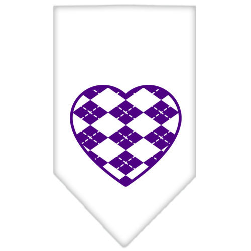 Argyle Heart Purple Screen Print Bandana White Small GreatEagleInc