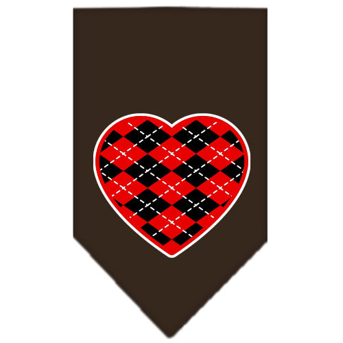 Argyle Heart Red Screen Print Bandana Cocoa Large GreatEagleInc
