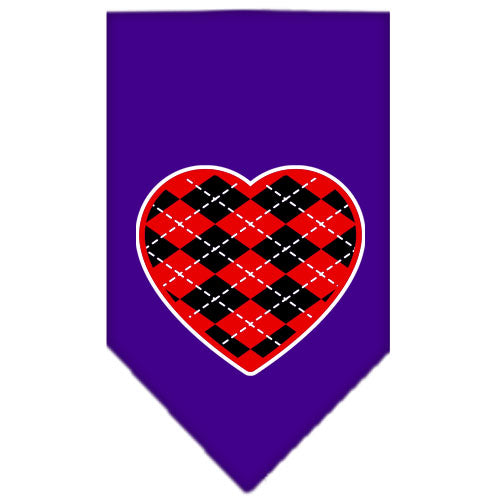 Argyle Heart Red Screen Print Bandana Purple Large GreatEagleInc