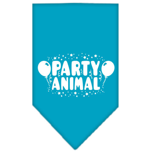 Party Animal Screen Print Bandana Turquoise Large GreatEagleInc