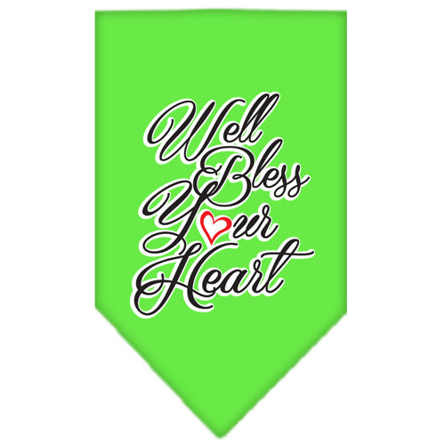 Well Bless Your Heart Screen Print Bandana Lime Green Small Default Title