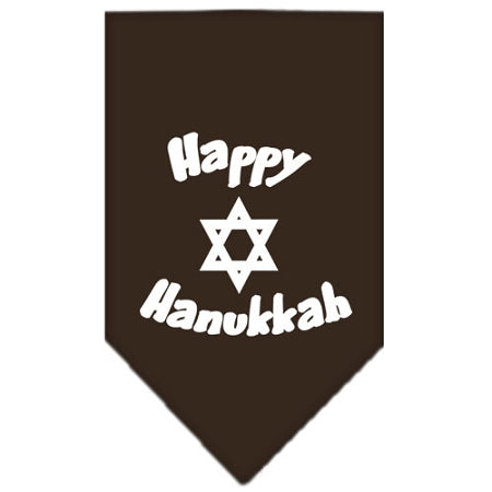 Happy Hanukkah Screen Print Bandana Cocoa Large GreatEagleInc