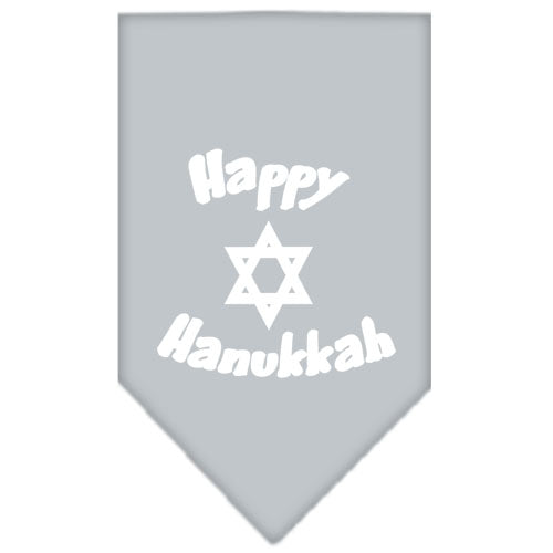 Happy Hanukkah Screen Print Bandana Grey Large GreatEagleInc