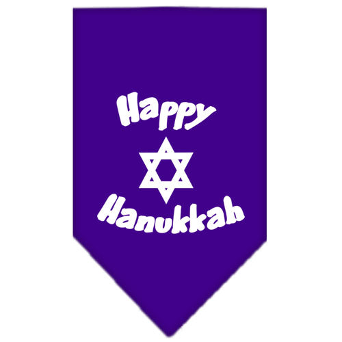 Happy Hanukkah Screen Print Bandana Purple Large GreatEagleInc