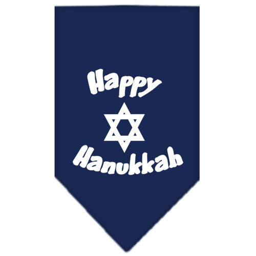 Happy Hanukkah Screen Print Bandana Navy Blue Small GreatEagleInc