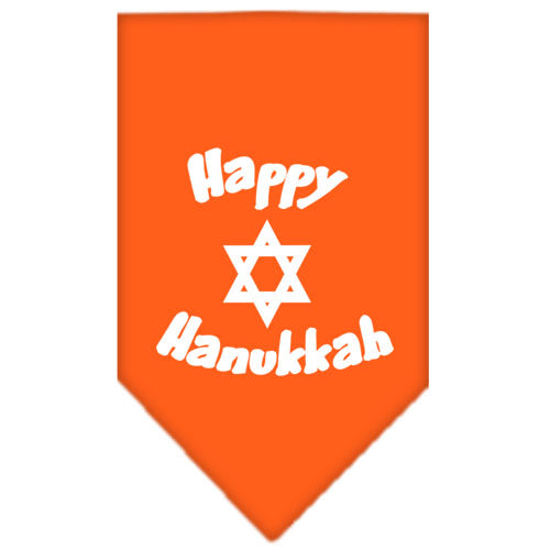 Happy Hanukkah Screen Print Bandana Orange Small GreatEagleInc