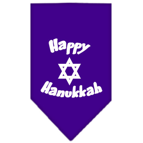 Happy Hanukkah Screen Print Bandana Purple Small GreatEagleInc