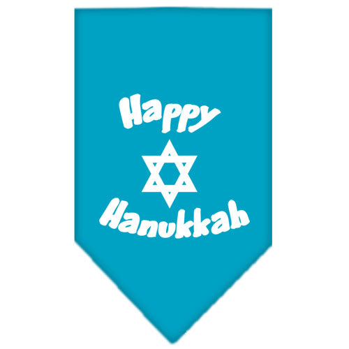 Happy Hanukkah Screen Print Bandana Turquoise Small GreatEagleInc
