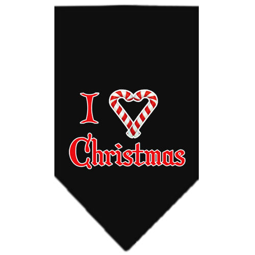 Heart Christmas Screen Print Bandana Black Large GreatEagleInc
