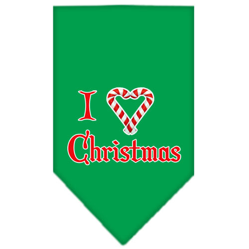 Heart Christmas Screen Print Bandana Emerald Green Large GreatEagleInc
