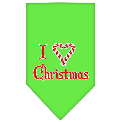 Heart Christmas Screen Print Bandana Lime Green Large GreatEagleInc