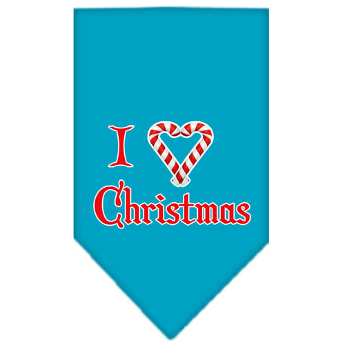 Heart Christmas Screen Print Bandana Turquoise Large GreatEagleInc