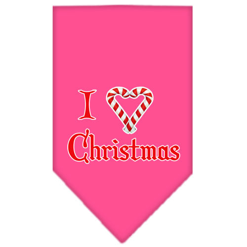 Heart Christmas Screen Print Bandana Bright Pink Small GreatEagleInc