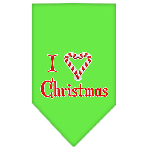 Heart Christmas Screen Print Bandana Lime Green Small GreatEagleInc