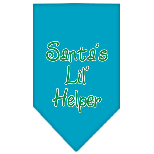 Santa Lil Helper Screen Print Bandana Turquoise Large GreatEagleInc