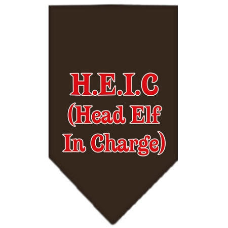 Head Elf In Charge Screen Print Bandana Cocoa Large GreatEagleInc