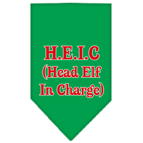 Head Elf In Charge Screen Print Bandana Emerald Green Large GreatEagleInc