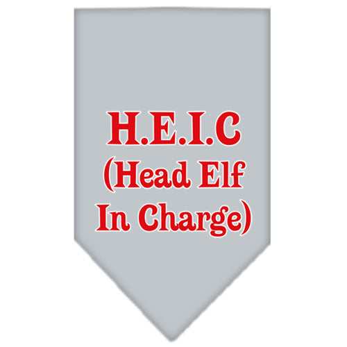 Head Elf In Charge Screen Print Bandana Grey Large GreatEagleInc