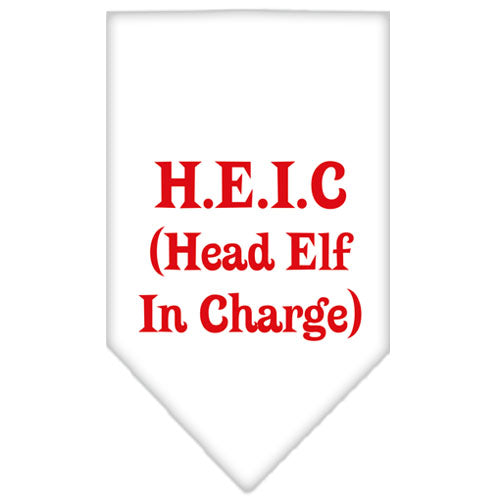 Head Elf In Charge Screen Print Bandana White Large GreatEagleInc