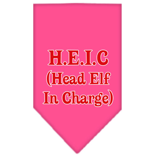 Head Elf In Charge Screen Print Bandana Bright Pink Small GreatEagleInc