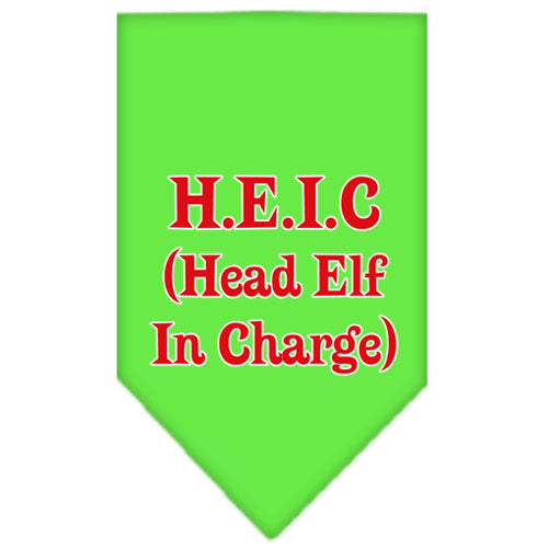 Head Elf In Charge Screen Print Bandana Lime Green Small GreatEagleInc