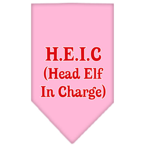 Head Elf In Charge Screen Print Bandana Light Pink Small GreatEagleInc