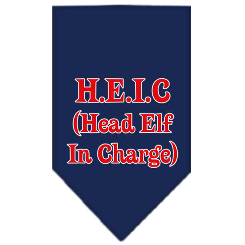 Head Elf In Charge Screen Print Bandana Navy Blue Small GreatEagleInc