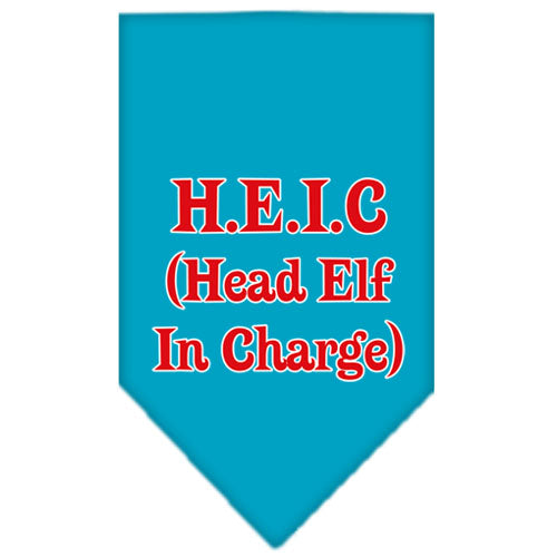 Head Elf In Charge Screen Print Bandana Turquoise Small GreatEagleInc