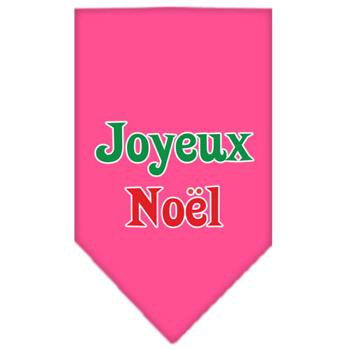 Joyeux Noel Screen Print Bandana Bright Pink Small GreatEagleInc