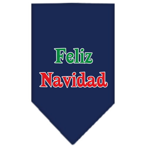 Feliz Navidad Screen Print Bandana Navy Blue Large GreatEagleInc