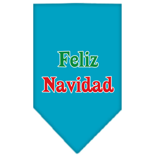 Feliz Navidad Screen Print Bandana Turquoise Large GreatEagleInc