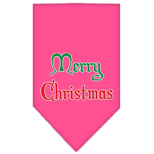 Merry Christmas Screen Print Bandana Bright Pink Large GreatEagleInc