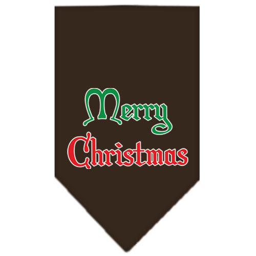 Merry Christmas Screen Print Bandana Cocoa Large GreatEagleInc