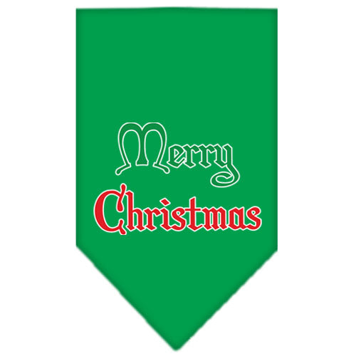 Merry Christmas Screen Print Bandana Emerald Green Large GreatEagleInc