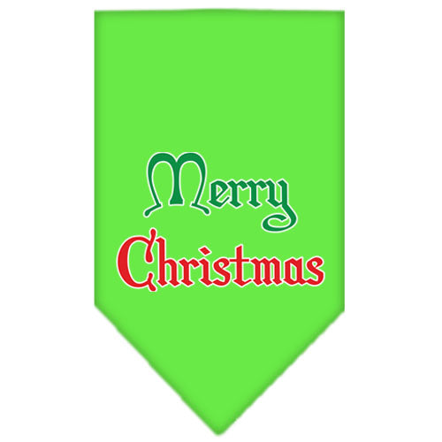 Merry Christmas Screen Print Bandana Lime Green Large GreatEagleInc