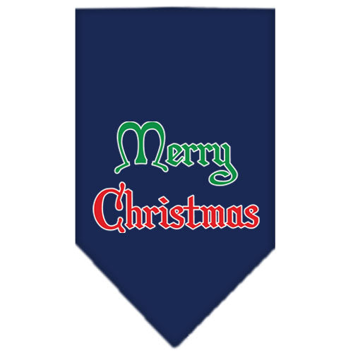 Merry Christmas Screen Print Bandana Navy Blue Large GreatEagleInc