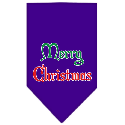 Merry Christmas Screen Print Bandana Purple Large GreatEagleInc