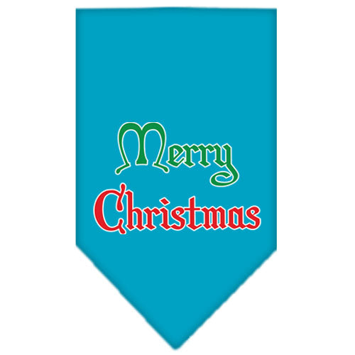 Merry Christmas Screen Print Bandana Turquoise Large GreatEagleInc