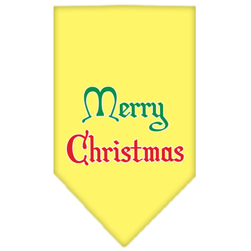 Merry Christmas Screen Print Bandana Yellow Large GreatEagleInc